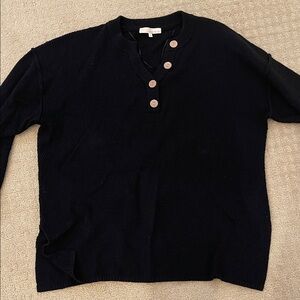 Elegant Black Women's Sweater with Button Accents